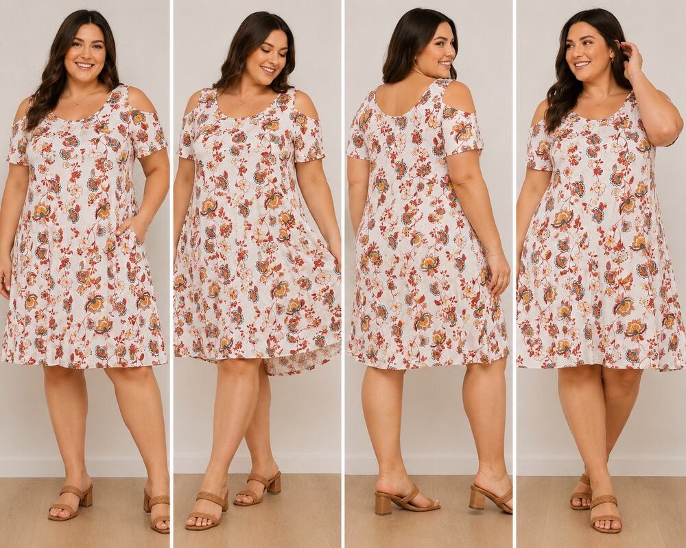 Rue21 XL Floral Cold Shoulder Swing Dress Boho Cottagecore Mini Dress